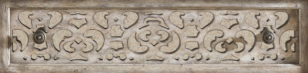 Hooker Furniture Chatelet Romantic Fretwork Nightstand With Antique Mirror, Distressed Paris Finish, 3 Wallpaper-Lined Drawers And Built-In Outlet 5350-90016