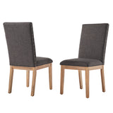 Homelegance By Top-Line Marsean Nailhead Accent Parson Linen Dining Chairs (Set of 2) Natural Rubberwood