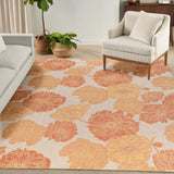 Nourison Garden Oasis GOA04 Machine Made Power-loomed Borderless Design Indoor/Outdoor Tropical Outdoor Rug Coral, Coral 100% Polypropylene 99446959614