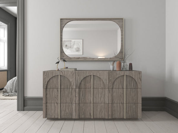 A.R.T. Furniture Vault Dresser - Elegant Mink Finish, Nine Spacious Drawers, Cedar-lined Bottoms & Modern Design Gray Parawood Solids,White Oak Veneers 285131-2354
