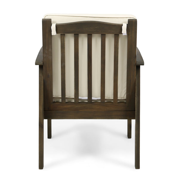 English Elm Casa Acacia Slatted Outdoor Club Chairs Set of 2 with Gray Finish Coastal Patio Seating 63513.00GRY