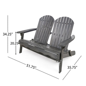 English Elm Christopher Knight Home® - MALIBU Acacia Wood Adirondack Loveseat with Slatted Back for Patio, Durable Weather-Resistant Comfort and Style DARK GREY 46 L x 24 W x 11.75 H 61679.00DGRY