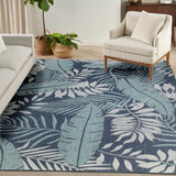 Nourison Garden Oasis GOA02 Machine Made Power-loomed Borderless Design Indoor/Outdoor Outdoor Tropical Rug Navy, Navy 100% Polypropylene 99446996565