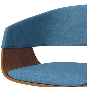 English Elm Lowell Adjustable Swivel Bar Stool - Mid-Century Modern Design In Blue Linen For Kitchen & Bar B136P158831