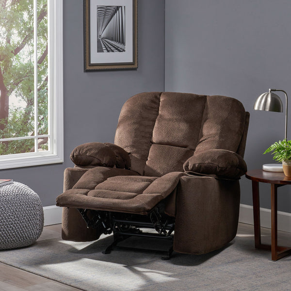 English Elm Christopher Knight Home® - Luxurious Manual Recliner Chair with Skin-Friendly Fabric, Dual Cup Holders, Ergonomic Padded Comfort Chocolate 57578.00CHO