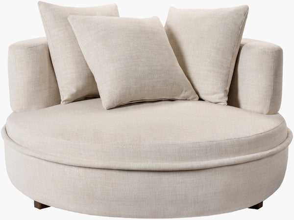 Surya Valence Modern 26"H Accent Chair - Stylish 52"W X 52"D With Durable Woven Fabric & Easy Care Design Upholstery, Oatmeal Polyester,Linen,Pine,Polyester,Polyfill,Foam Vec-001