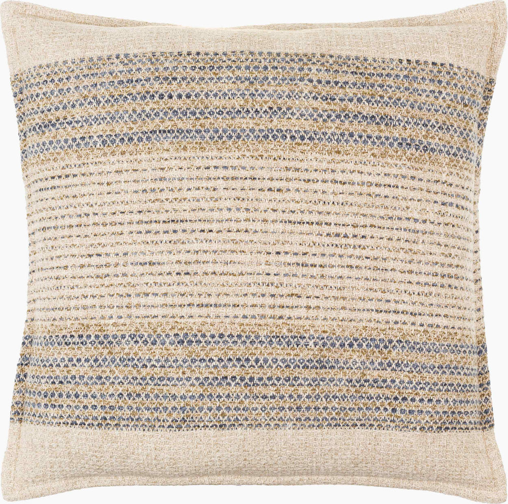 Surya Vendela 18" X 18" Cottage Charm Accent Pillow - Soft Linen-cotton Blend With Intricate Stitching Beige Cotton,Linen,Polyester,Cotton Ved002-2020