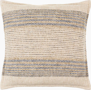 Surya Vendela 18" X 18" Cottage Charm Accent Pillow - Soft Linen-cotton Blend With Intricate Stitching Beige Cotton,Linen,Polyester,Cotton Ved001-1818