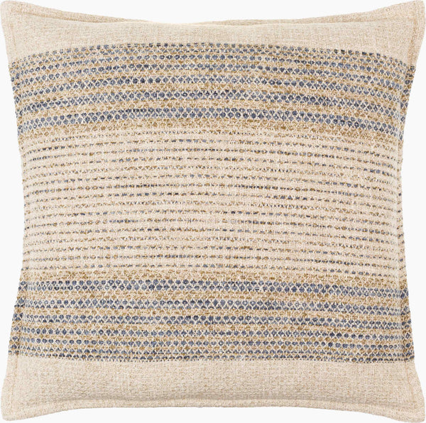 Surya Vendela 18" X 18" Cottage Charm Accent Pillow - Soft Linen-cotton Blend With Intricate Stitching Beige Cotton,Linen,Polyester,Cotton Ved001-1818