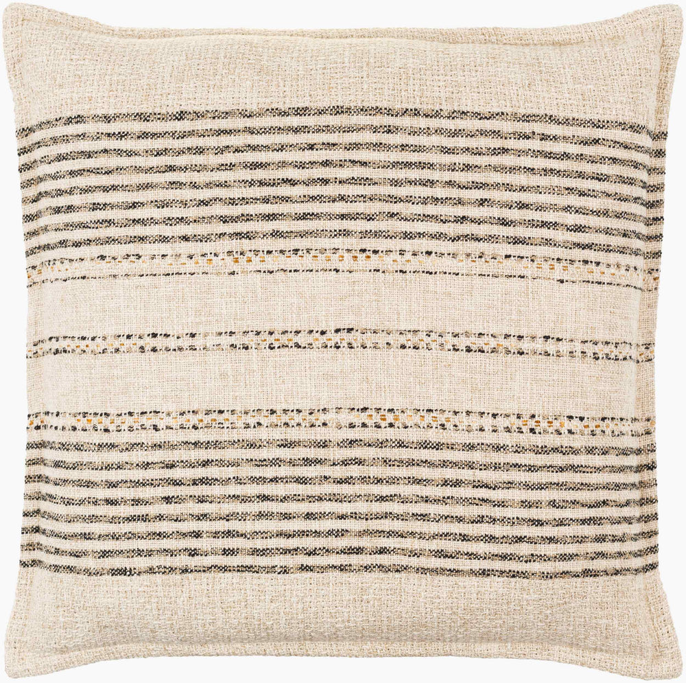 Surya Vendela 18" X 18" Cottage Charm Accent Pillow - Soft Linen-cotton Blend With Intricate Stitching Beige Cotton,Linen,Polyester,Cotton Ved002-2020