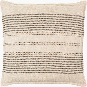 Surya Vendela 18" X 18" Cottage Charm Accent Pillow - Soft Linen-cotton Blend With Intricate Stitching Beige Cotton,Linen,Polyester,Cotton Ved002-2020