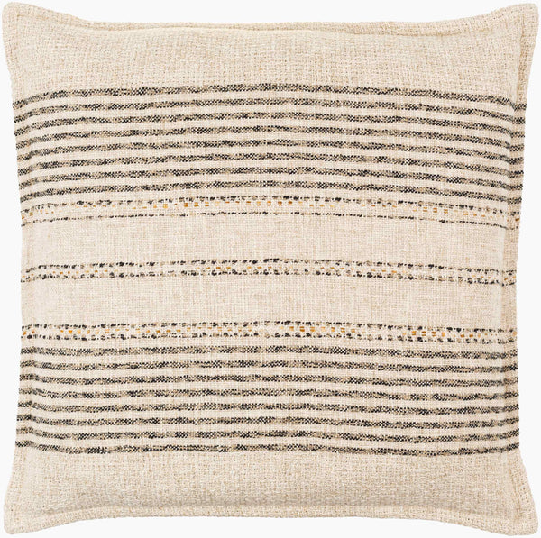 Surya Vendela 18" X 18" Cottage Charm Accent Pillow - Soft Linen-cotton Blend With Intricate Stitching Beige Cotton,Linen,Polyester,Cotton Ved002-2020
