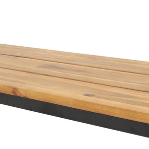 English Elm Lindsey Outdoor Acacia Wood Slat Bench with Metal Base for Patio and Garden Spaces 71986.00MP1