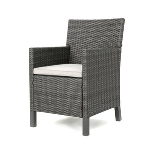English Elm Christopher Knight Home® - CYPRESS Wicker Outdoor Dining Chair with Water-Resistant Cushion, Durable Weatherproof Patio Seating Grey 32.5 L x 23.3 W x 14 H 61562.00GRY
