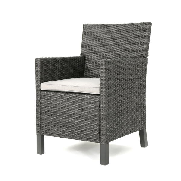 English Elm Christopher Knight Home® - CYPRESS Wicker Outdoor Dining Chair with Water-Resistant Cushion, Durable Weatherproof Patio Seating Grey 32.5 L x 23.3 W x 14 H 61562.00GRY
