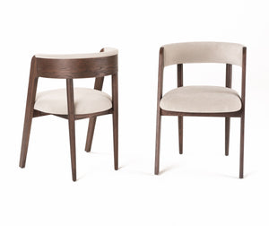 VIG Furniture Modrest Vegas - Modern Beige Velvet + Walnut Oak Dining Chair (Set of 2) VGME-VEGAS-DCHR