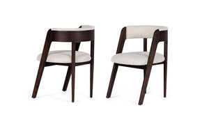 VIG Furniture Modrest Vegas  - Modern Cream Fabric + Walnut Oak Dining Chair (Set of 2) VGME-VEGAS-CRM-DC