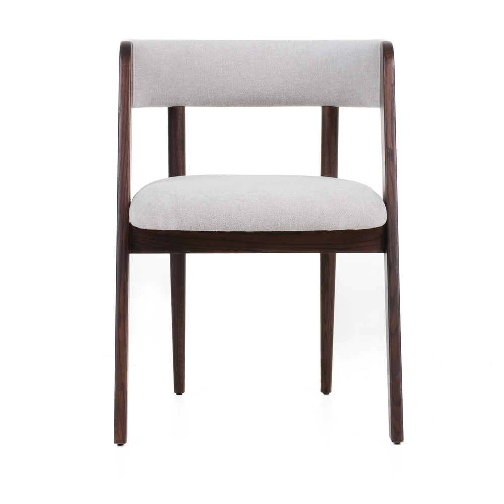 Vig Furniture Modrest Vegas - Elegant Light Grey Fabric Dining Chairs With Walnut Oak Frame, Set Of 2 Light Grey  Vgme-vegas-ltgry-dc