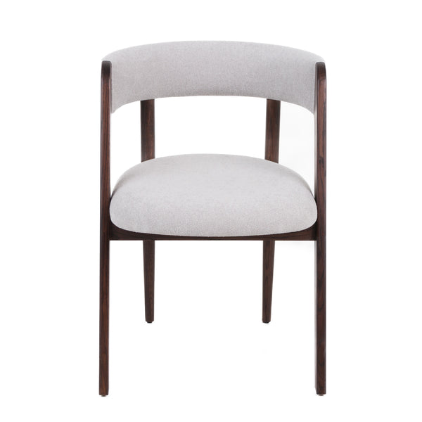 Vig Furniture Modrest Vegas - Elegant Light Grey Fabric Dining Chairs With Walnut Oak Frame, Set Of 2 Light Grey  Vgme-vegas-ltgry-dc