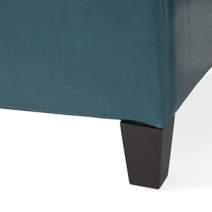 English Elm Glouster Bench Style Pu Leather Storage Ottoman with Soft Close Lid for Bedroom Teal 57742.00TEL