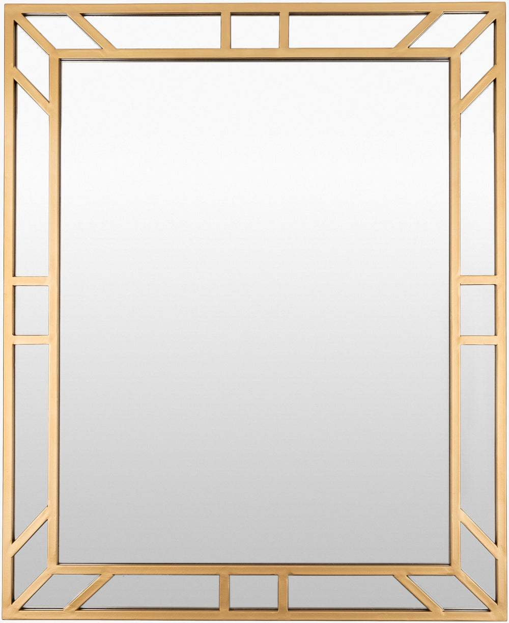 Surya Arville Modern Hand-painted Iron Mirror - 32"H X 26"W, Versatile Design For Any Room Decor Frame, Gold Iron Vei001-2632