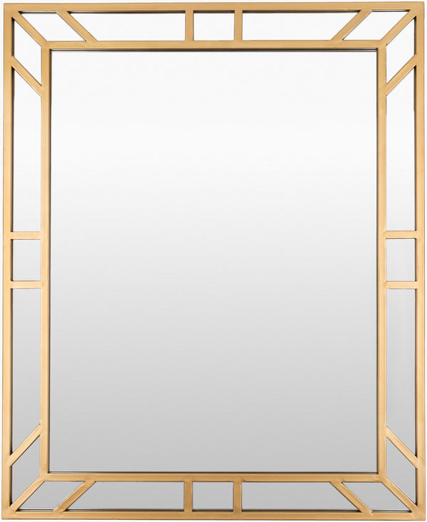 Surya Arville Modern Hand-painted Iron Mirror - 32"H X 26"W, Versatile Design For Any Room Decor Frame, Gold Iron Vei001-2632