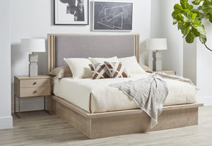 A.R.T. Furniture North Side King Panel Bed - Modern Transitional Design With Upholstered Headboard & Platform Style Brown Parrawood Solids,Quarter Figured,Fiddle Ash Veneer,Foam,Fabric 269136-2556