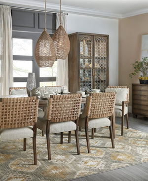 Hooker Furniture Sundance Sculpted Cliffside Wood Dining Chair With Woven Rope Back, Zuri Cream Performance Seat 6015-75311-89