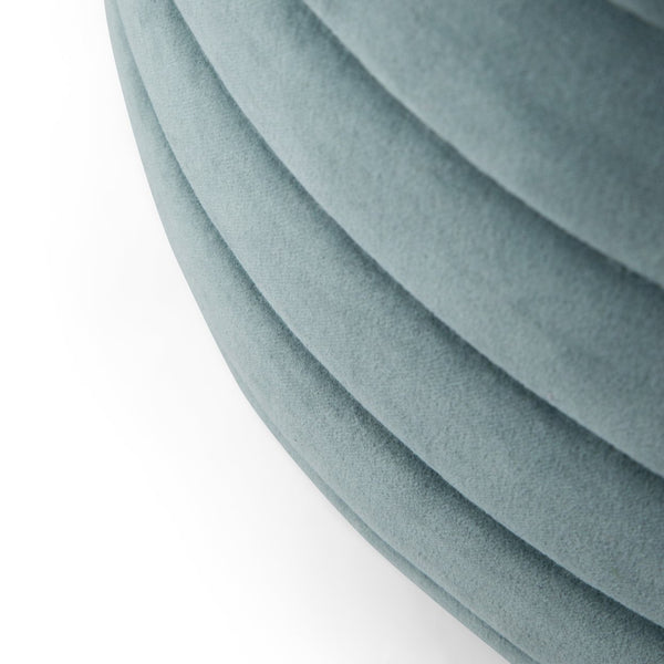 English Elm Vivienne Velvet Round Pouf Ottoman — Turquoise Handcrafted Footstool, Supportive Polystyrene Fill Blue B136P159343