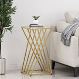 Christopher Knight Home® - Noble House - Wadleigh Modern Glam Glass Top End Table, Champagne Gold