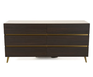 VIG Furniture Velondra Dark Eucalyptus Dresser With Grey Faux Marble Top, Brushed Gold Handles & 6 Drawers (92) VGACVELONDRA-DRS