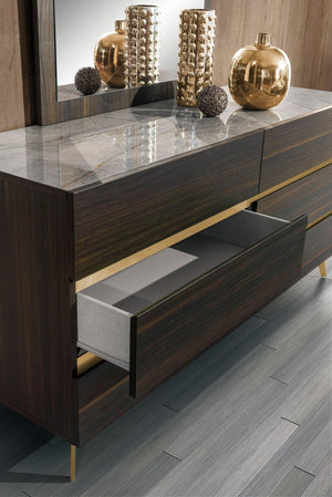 VIG Furniture Velondra Queen Modern Eucalypto + Marble Bedroom Set — Dark Eucalypto Matte, Grey Marble Accents, Sturdy алюминиум Frame And Soft-Close Storage VGACVELONDRA-BED-SET-Q
