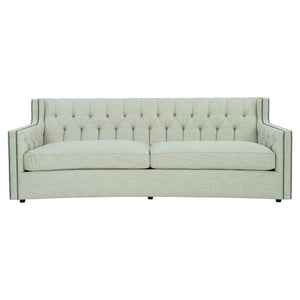 Bernhardt Bernhardt Candace Cream Crescent Sofa 96" — Tufted Back, Nailhead Trim, Curved Silhouette, 4 Pillows (Made-To-Order) B7277C