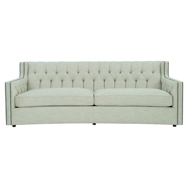 Bernhardt Bernhardt Candace Cream Crescent Sofa 96" — Tufted Back, Nailhead Trim, Curved Silhouette, 4 Pillows (Made-To-Order) B7277C