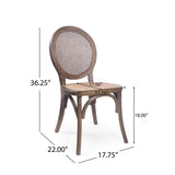 Christopher Knight Home® - Noble House - Chittenden Elm Wood and Rattan Dining Chair with Rattan Seat - Set of 2