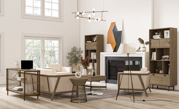 A.R.T. Furniture Harvey Lounge Chair - Contemporary Tawny Parrawood Frame With Cozy Salty Sand Upholstery & Cushion  Parrawood Solid Frame In The Tawny Finish 765503-5803