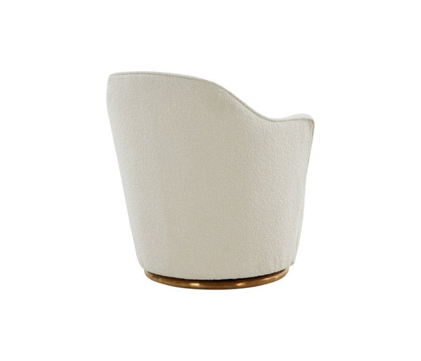 VIG Furniture Vera Plush Sherpa Swivel Chair With Gold Metal Base — Mid-Century Modern Cozy Accent Seat 98 VGRHAC-542-WHT-CH