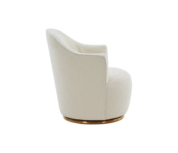 VIG Furniture Vera Plush Sherpa Swivel Chair With Gold Metal Base — Mid-Century Modern Cozy Accent Seat 98 VGRHAC-542-WHT-CH