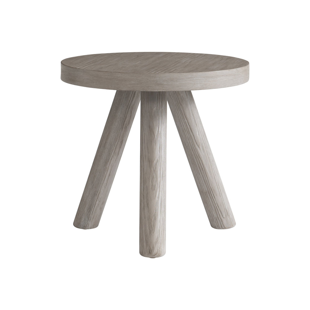 Bernhardt Bernhardt Harmon Side Table With Textured Gris Finish, Pine Veneer Round Top, Three-Legged Stable Design 555125