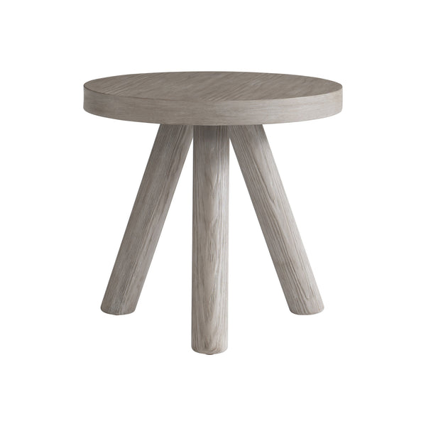 Bernhardt Bernhardt Harmon Side Table With Textured Gris Finish, Pine Veneer Round Top, Three-Legged Stable Design 555125