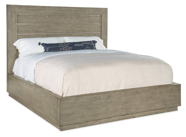 Hooker Furniture Linville Mill Ridge California King Panel Bed In Mink Oak Veneer With Antique Pewter Accents, Modern Rustic Elegance 88.00 L x 83.00W x 65.00H 6150-90266-85