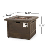 Christopher Knight Home® - Noble House - Landman Outdoor Rustic Square Lightweight Concrete Fire Pit