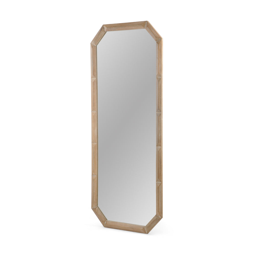 English Elm Christopher Knight Home® - WOOD Block Carved Leaner Mirror White 76x35 Rustic Handcrafted Frame Full-Length Accent Décor 67059.00
