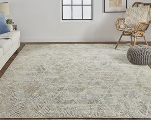 Feizy Rugs Elias Hand Woven Abstract Geometric Rug In Viscose And Wool - Elevate Your Home Décor Today! Gray,Taupe Viscose,Wool Els6718fgrybrng00