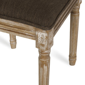 English Elm Dining Chair Set of Two with Cane Back Fluted Legs and Upholstered Seat French Style 71238.00BRNNTL