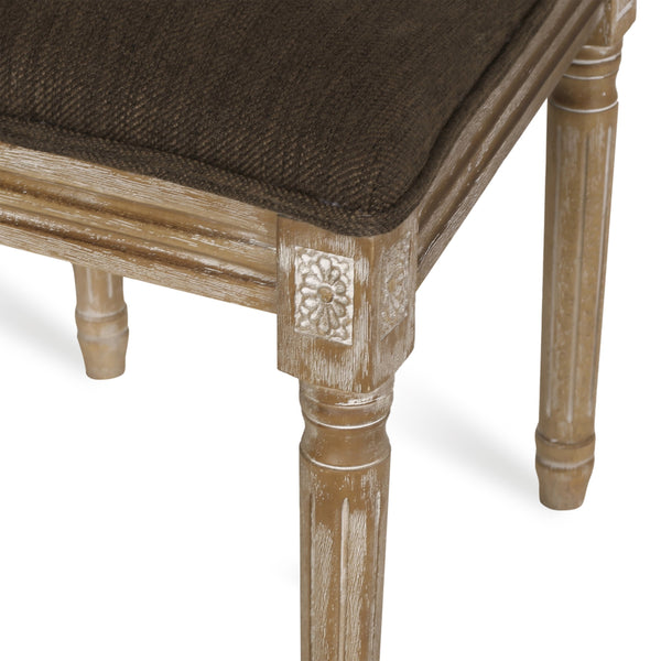 English Elm Dining Chair Set of Two with Cane Back Fluted Legs and Upholstered Seat French Style 71238.00BRNNTL