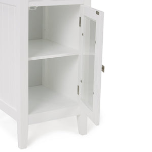 English Elm Acadian Bath Storage Tower – Sleek Pure White Cabinet With Adjustable Shelves For Modern Spaces B136P158499