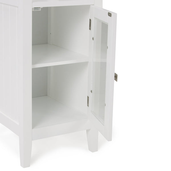 English Elm Acadian Bath Storage Tower – Sleek Pure White Cabinet With Adjustable Shelves For Modern Spaces B136P158499