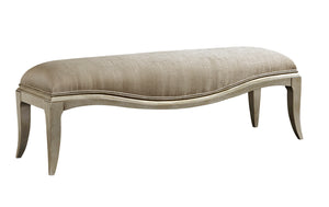 A.R.T. Furniture Starlite Glamour Bed Bench In Peri Finish - Upholstered, Elegant Design With Sleek Flare Legs Silver, Silver Parawood Solids,Primavera Veneer,Foam,Fabric 406149-2227