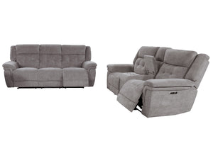 Parker House Richland - Bristol Grey Power Reclining Sofa And Loveseat Grey 100% Polyester (S) Mric-32ph-brgr